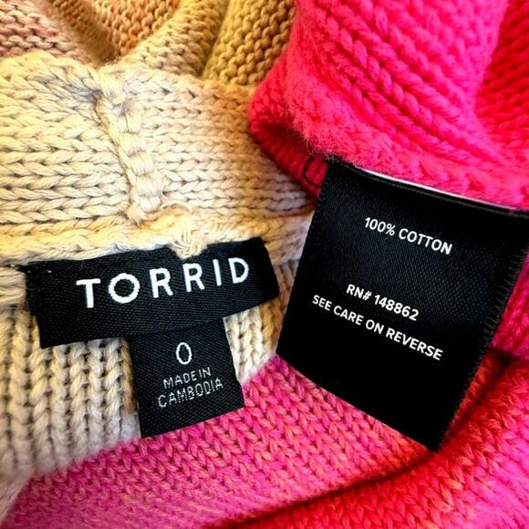 Torrid Long Open Cardigan Duster Sweater Long Sleeves Slouchy Size L Pink Ombre - Picture 14 of 15